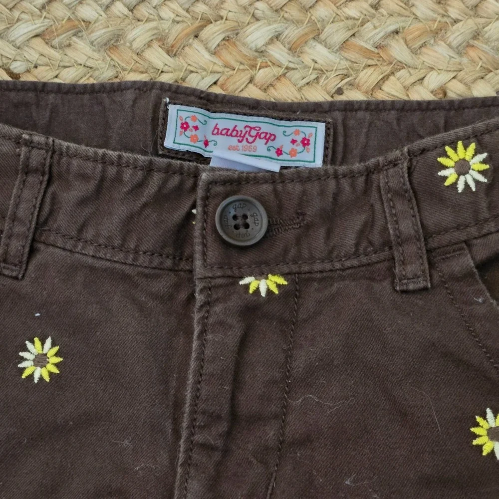 VTG Baby Gap Outlet Brown Yellow Sunflower‎ Shorts Size 4T